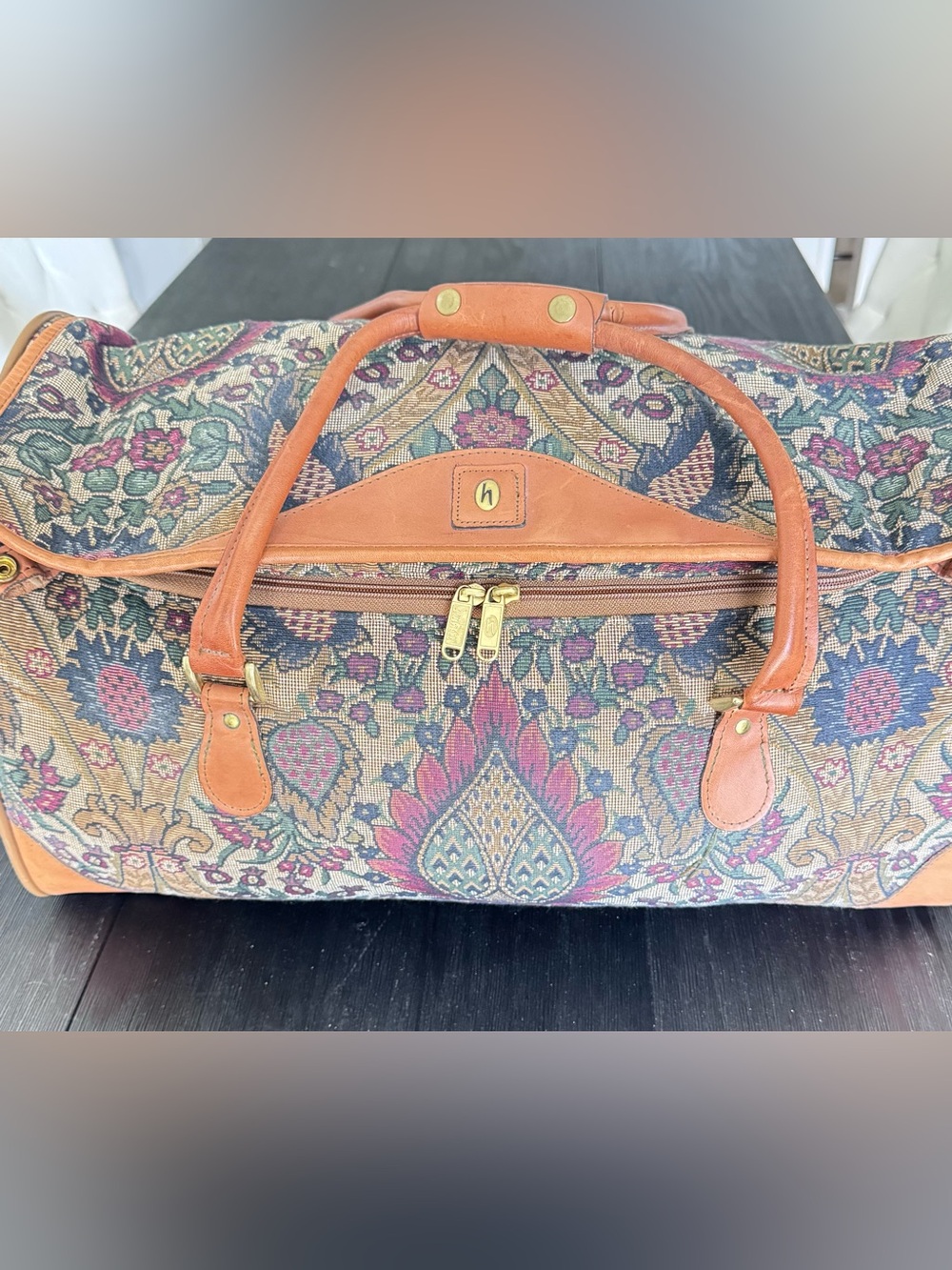 Vintage HARTMANN Flame Tapestry Paisley Duffle Travel Carry On Weekender Bag